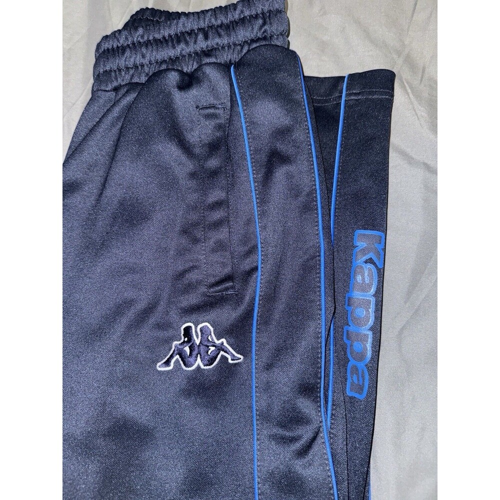 Kappa Mens Vintage 90s Blue Striped Track Pants Bottoms Size Medium Y2K Rare